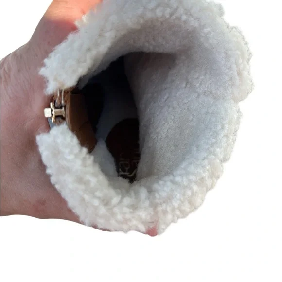 Franco Sarto Brown Wedge Boots with Cream Trim - Picture 5 of 5